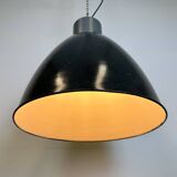 Large Dark Grey Enamel Industrial Factory Lamp from Elektrosvit, 1960s