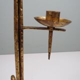 Grand vintage brutalist chandelier, Venetian style, sculptural metal.