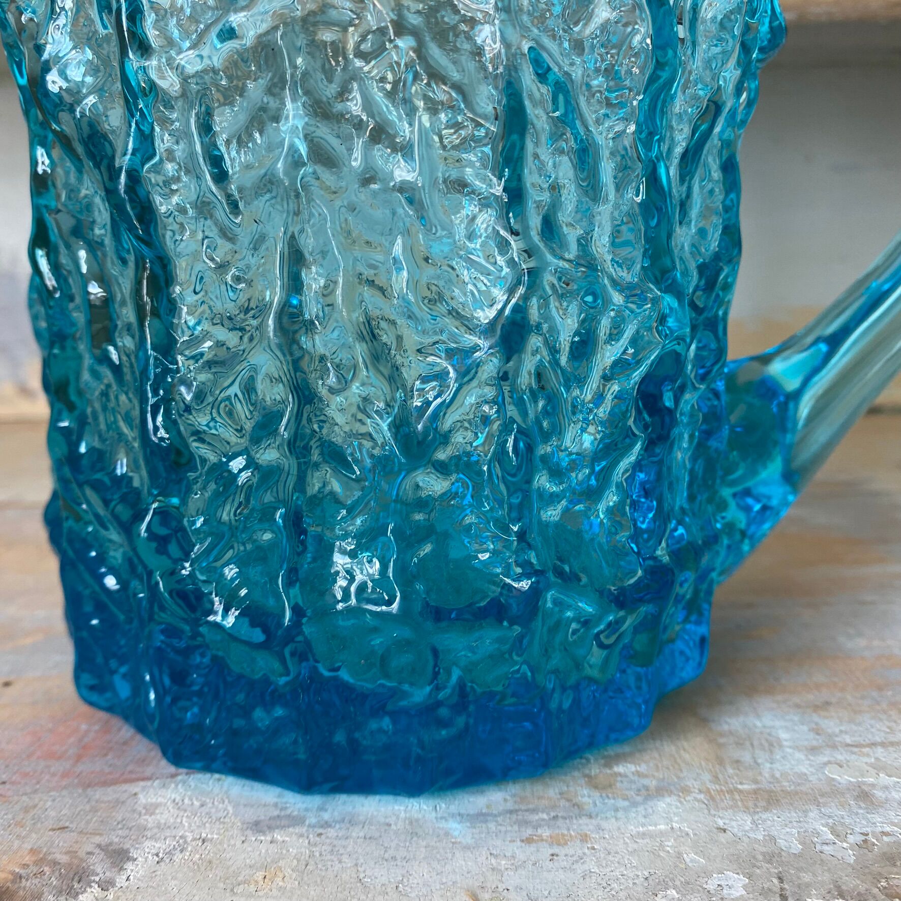 Coloured glass jug, embossed, 1970s