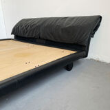 Lit 'Marlo' en cuir noir, Afra & Tobia Scarpa pour Molteni, Italie années 1980