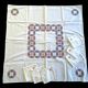 Household linen, embroidered tea tablecloth, 6 napkins, circa 1960