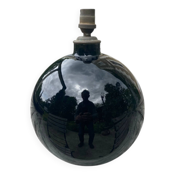 Lampe boule en opaline noire art déco