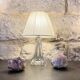 vintage crystal lamp base from the 1960s with a white ribbon shade
