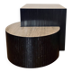 Oak coffee table with black straw.