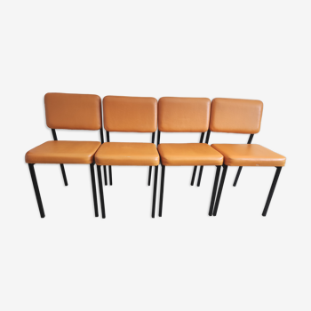 4 vintage orange chairs