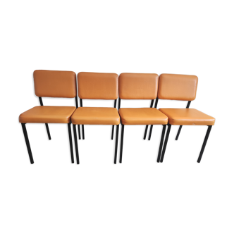 4 vintage orange chairs