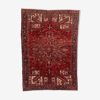 Antique Heriz Rug 335x235 cm Wool Oriental Hand Made Carpet Red, Brown, Blue