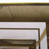 End table, end table in bronze gold and double glass mirror 70's