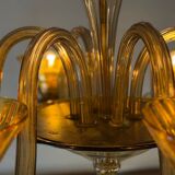 Venetian lustre in brown and yellow Murano glass, circa 1940.