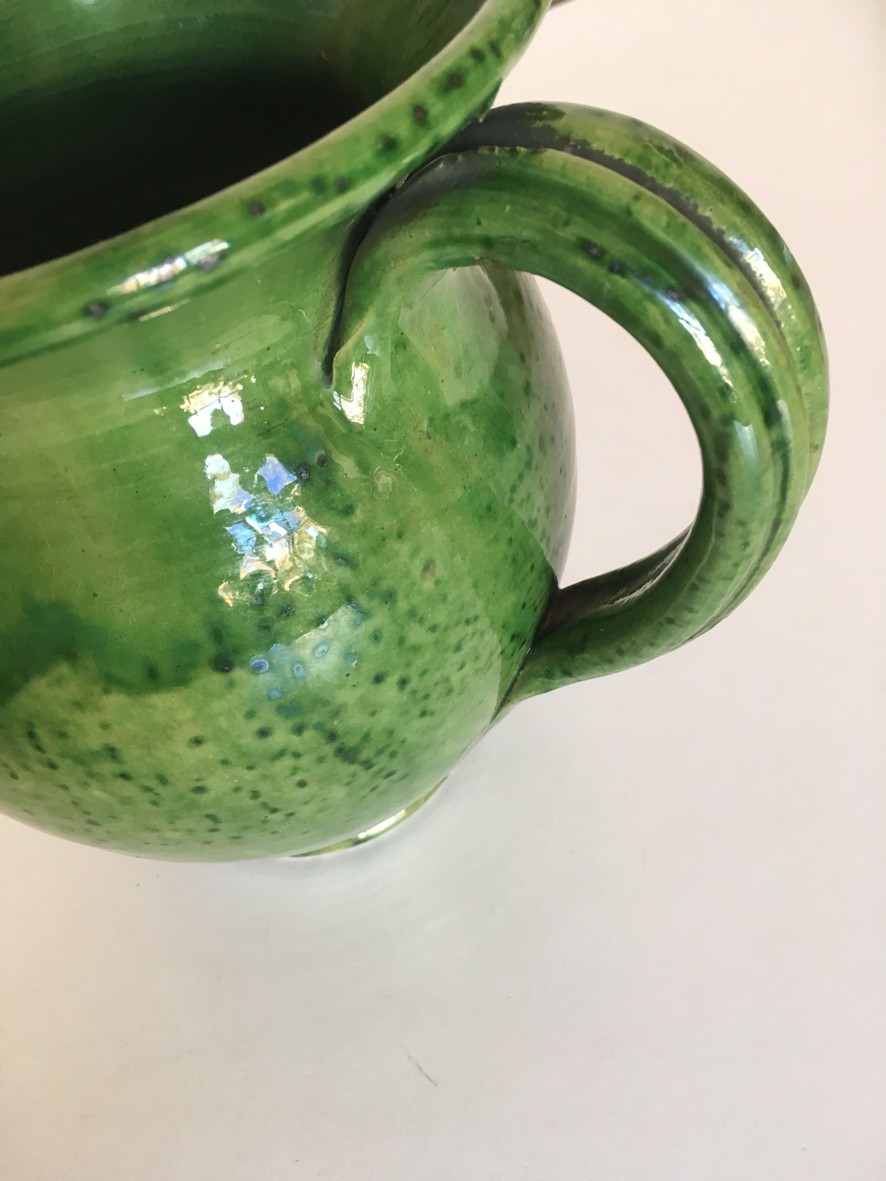 XXL Pichet vase in glazed terracotta from Biot, green, 1950.