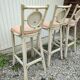 3 white stools vintage bar bamboo wicker rattan
