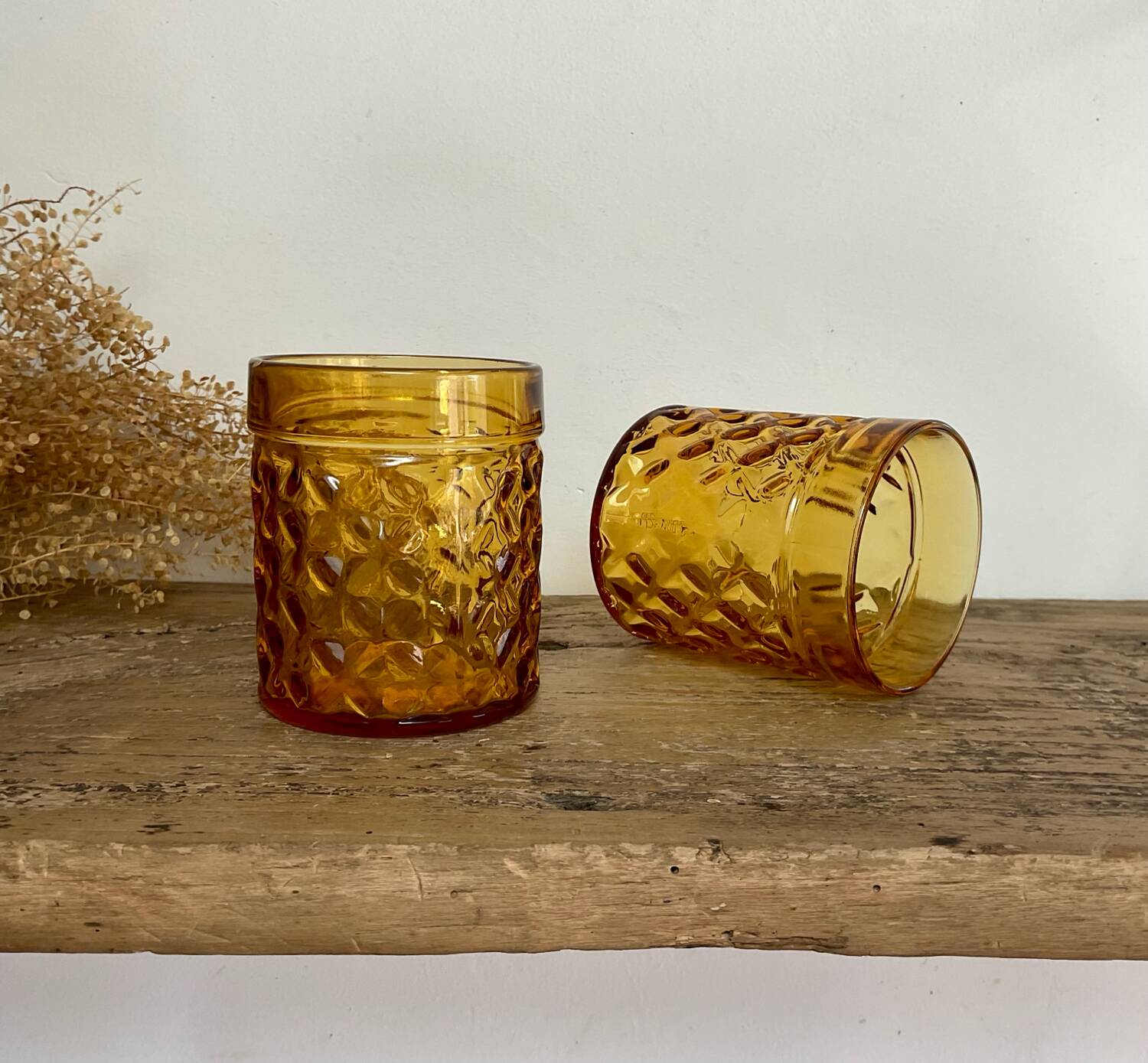 6 Pernod amber glasses