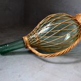 Vintage glass and rattan bottle