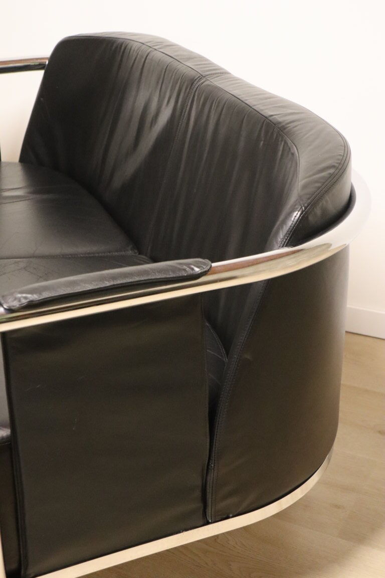 Vintage sofa in synthetic leather and chrome metal, 1970s