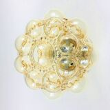 Plafonnier ou lampe à encastrer en verre à bulles ambré par Helena Tynell pour Limburg, Allemagne, années 1960