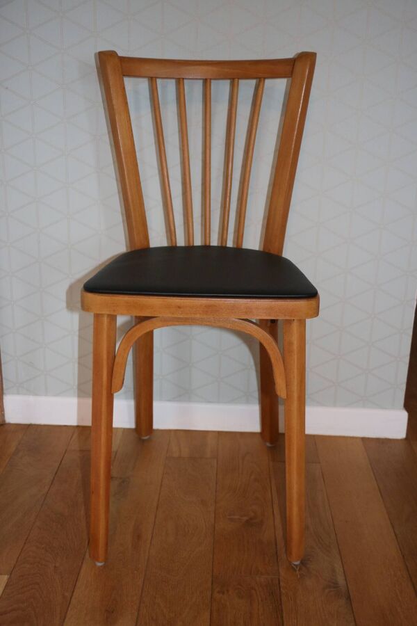 2 chaises baumann n°12 skaï noir hêtre clair