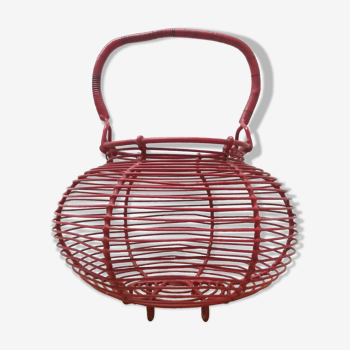 Panier à oeufs rouge vintage