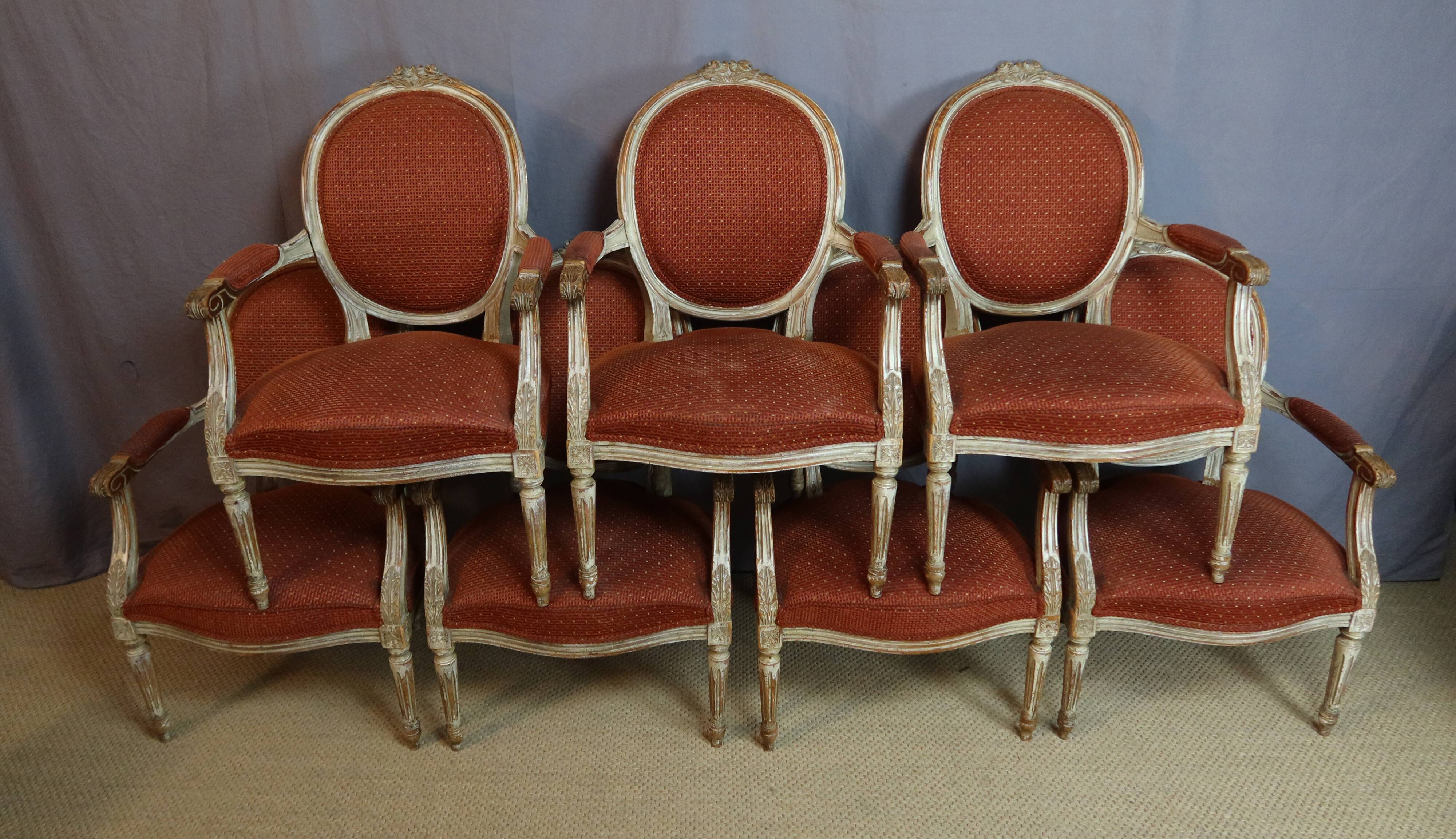 fauteuils Louis XVI série de sept