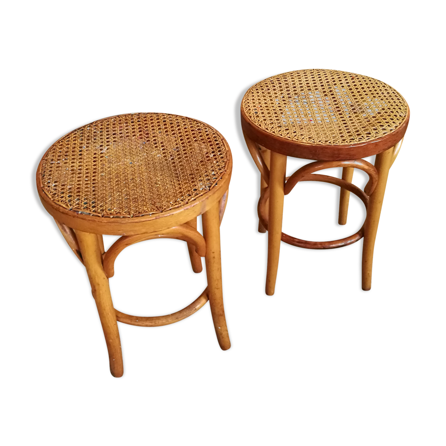 Pair of curved wooden stools