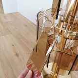 Lampe de bureau vintage en verre fumé : EGLO Leuchten, table dorée autrichienne des années 1980