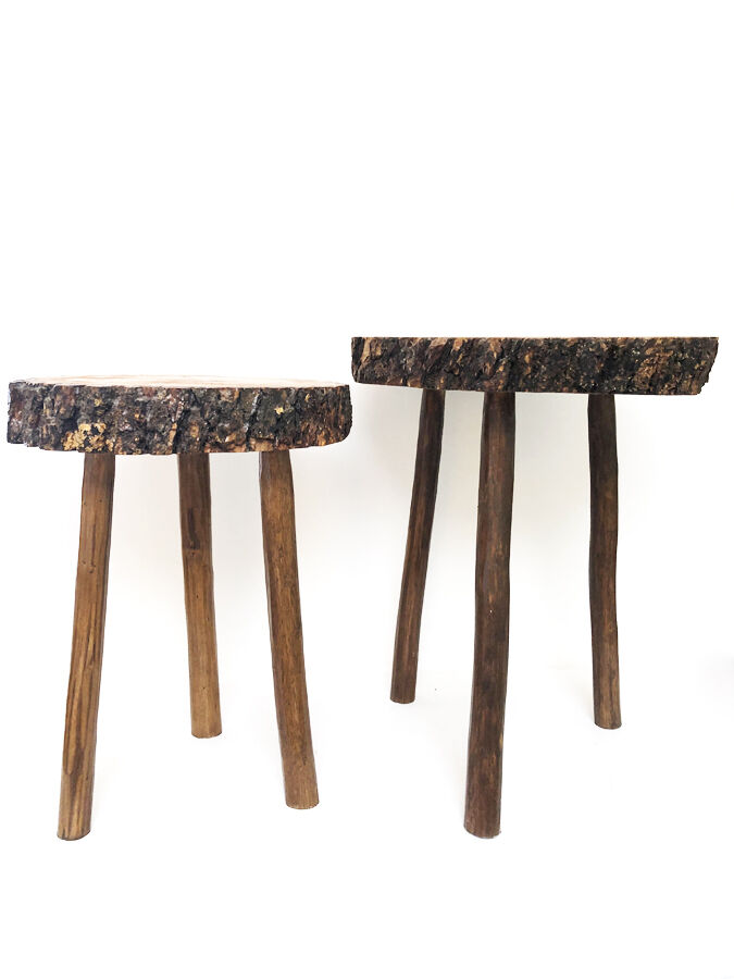 Pair of Brutalist stools, 1970s
