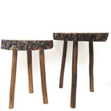 Pair of brutalist stools, 1970