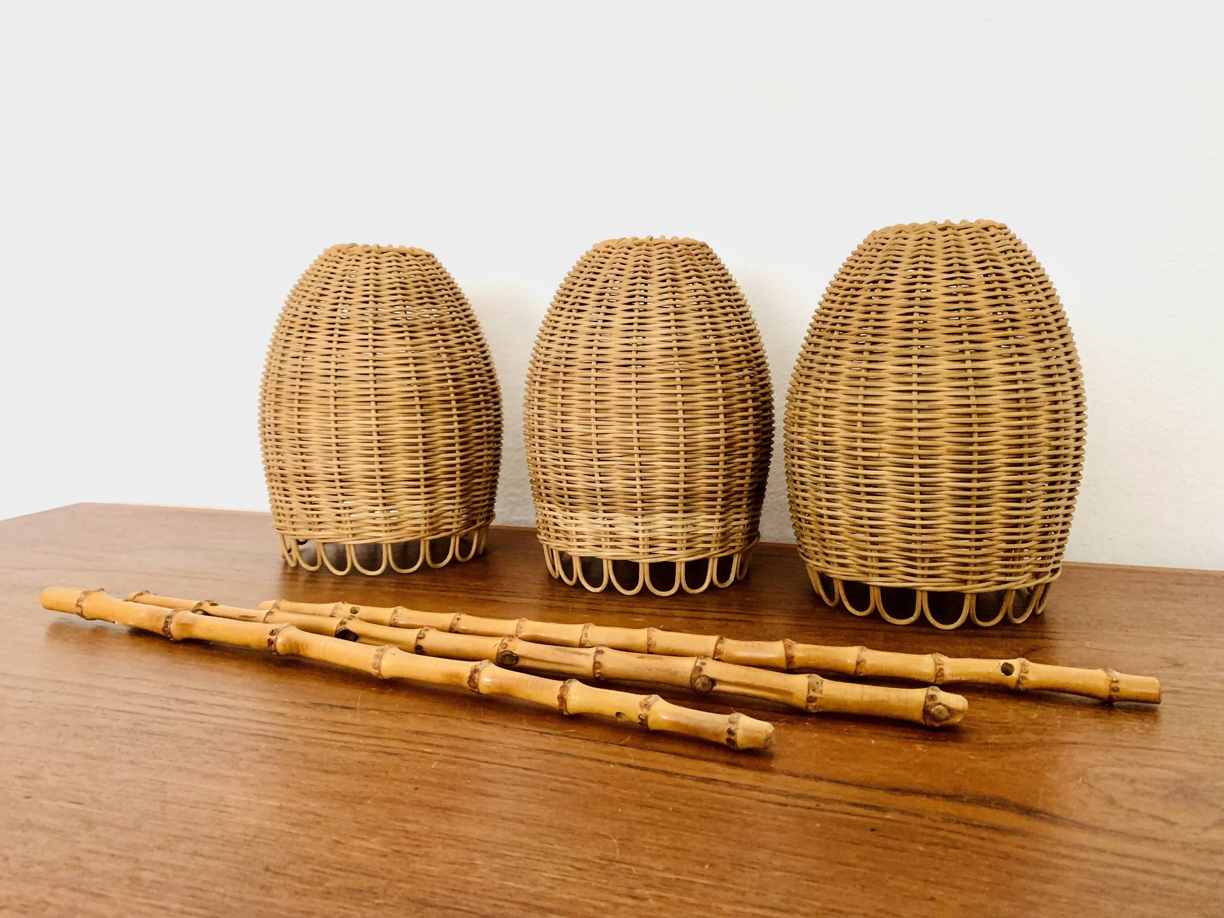 Wicker and Bamboo Cascading Lamp