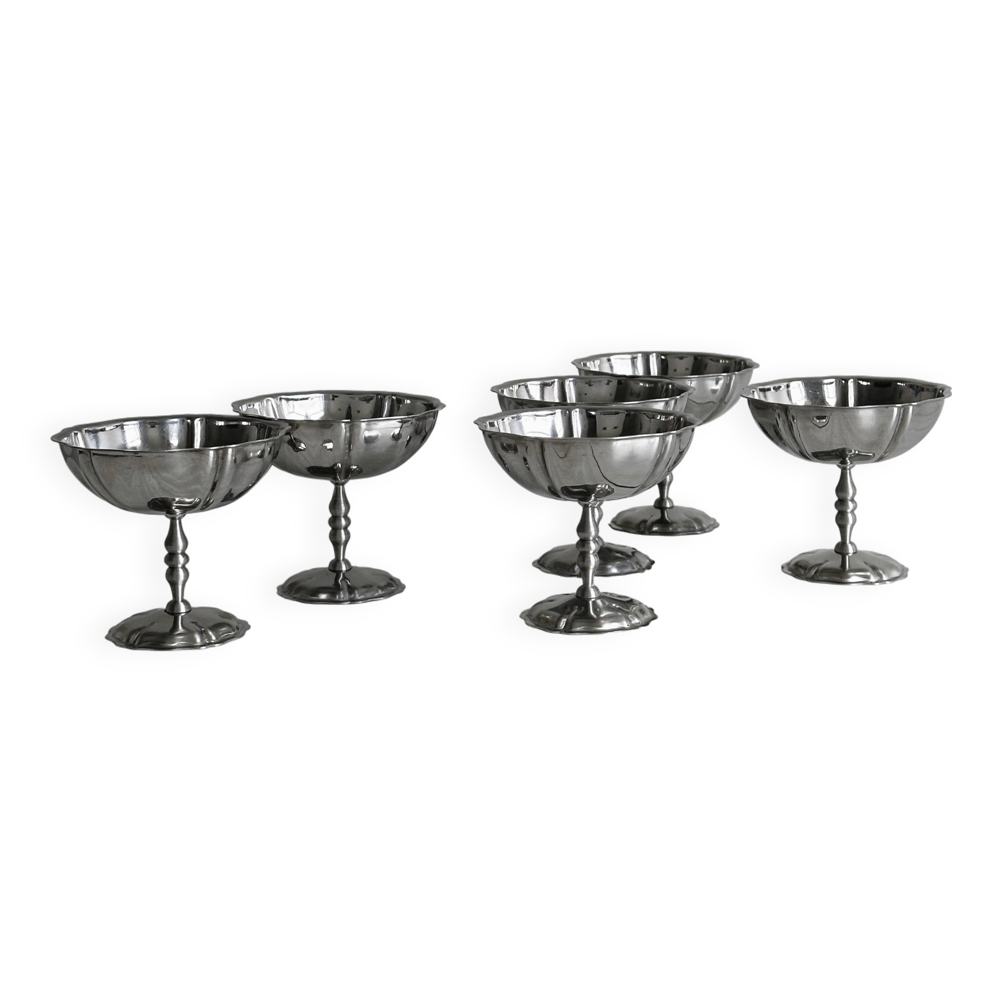 6 stainless steel footed bowls, Letang Remy style