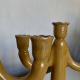 Pair of glazed earthenware candlesticks Pichon Uzès 1960