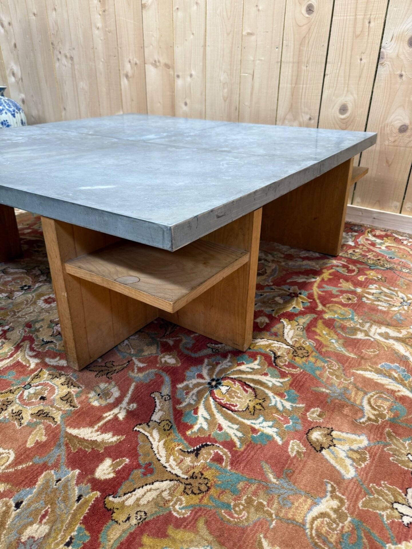 Table basse en frêne et zinc "The Conran Shop Paris"