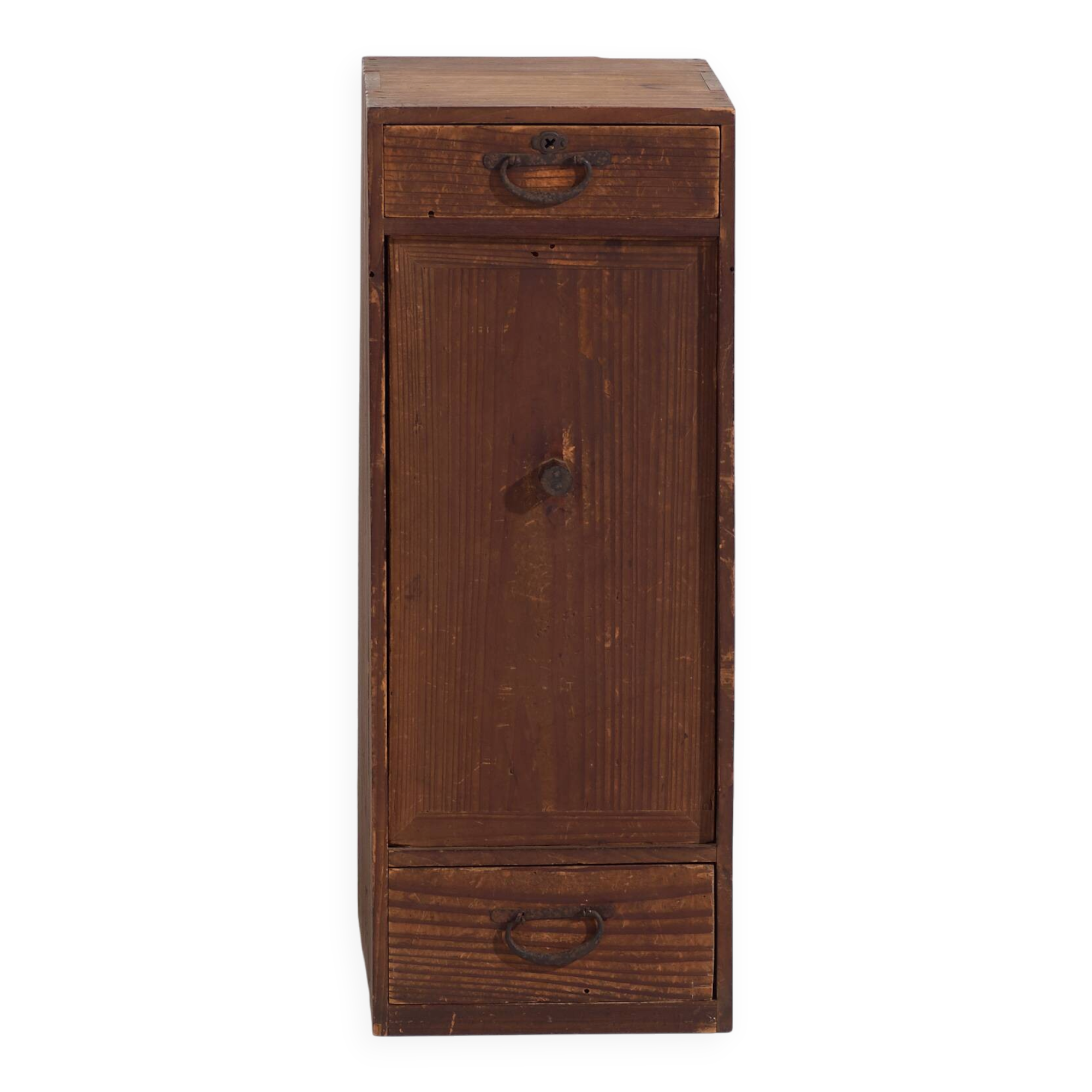 Small antique Japanese cedar furniture with a door and drawers – Taishō / early Shōwa period (circa 1912-1945)