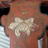 Stool Chinese pedestal table old red lacquer
