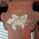 Stool Chinese pedestal table old red lacquer