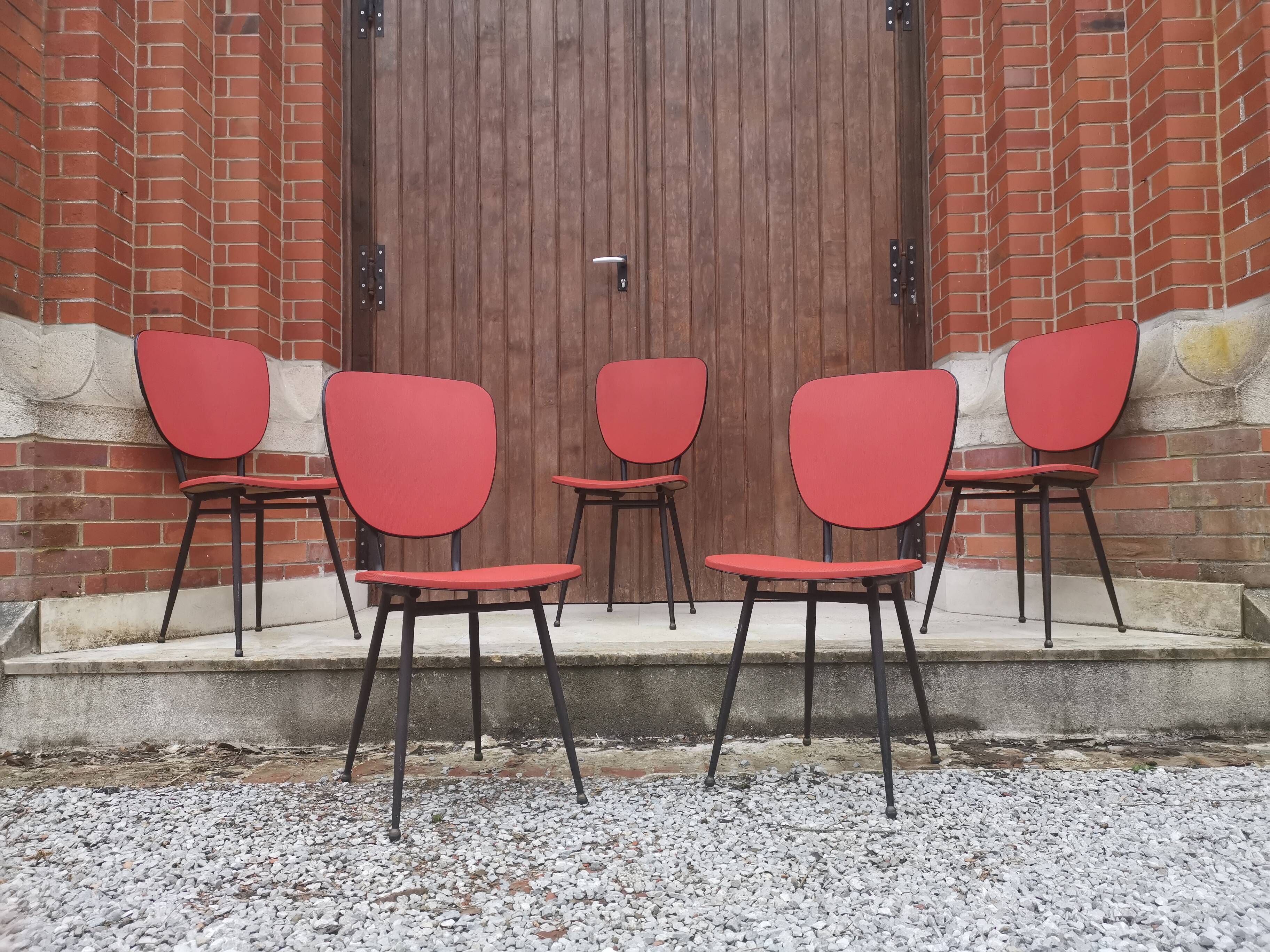 Lot de chaises vinyle rouge