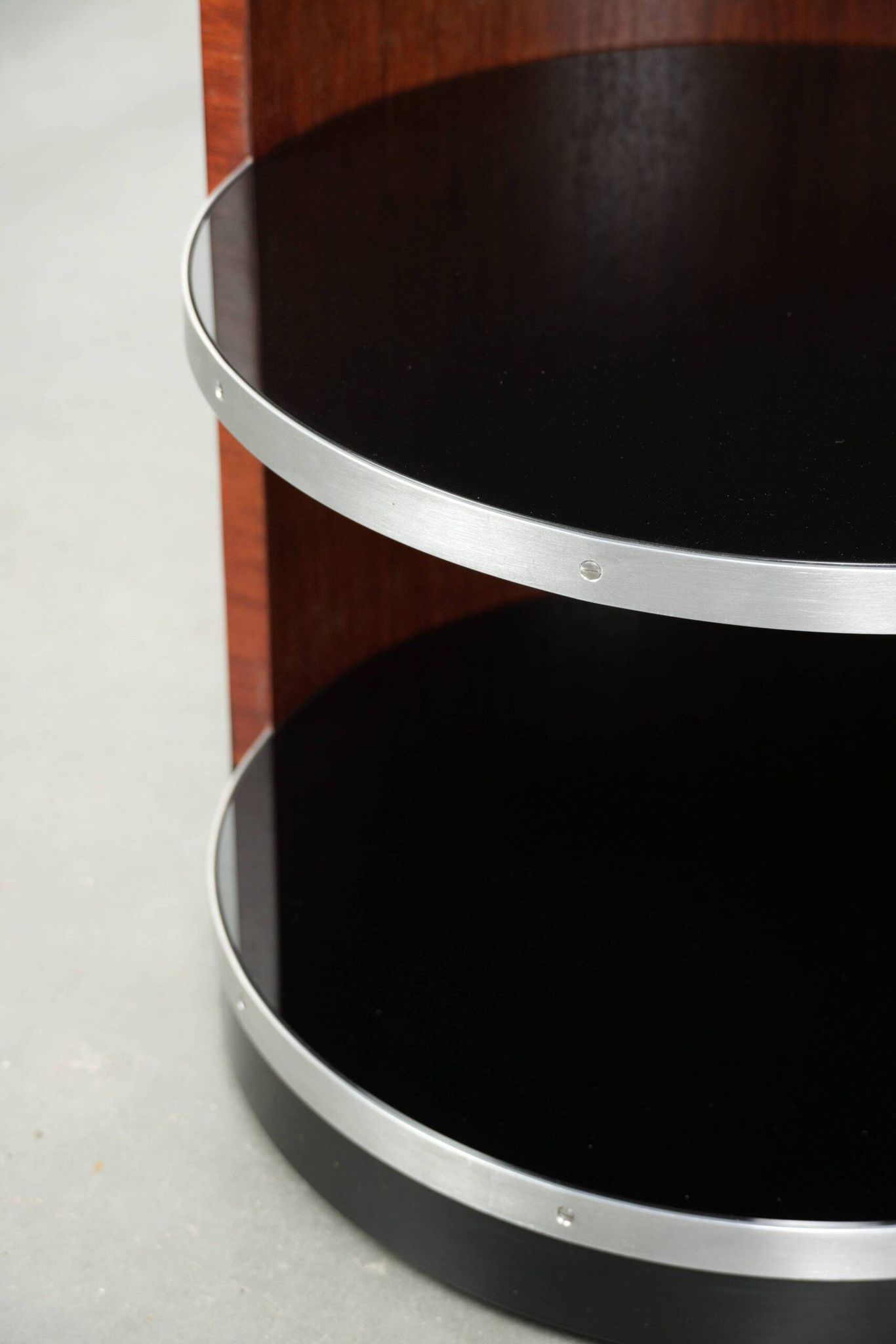Mobile side table / bar table with black glass tops