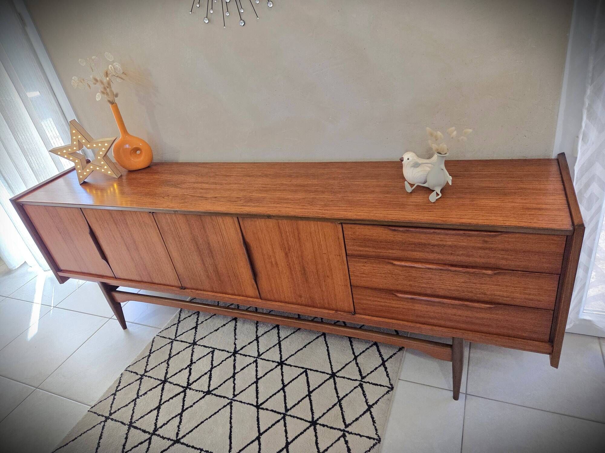 Low teak sideboard Scandinavian design