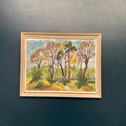 Original Swedish Oil on Panel - 'Forest Path'  – Unsigned Vintage & Framed