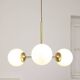 Italian Mid century Modern Chandelier in Brass and Opaline Glass, 1960s