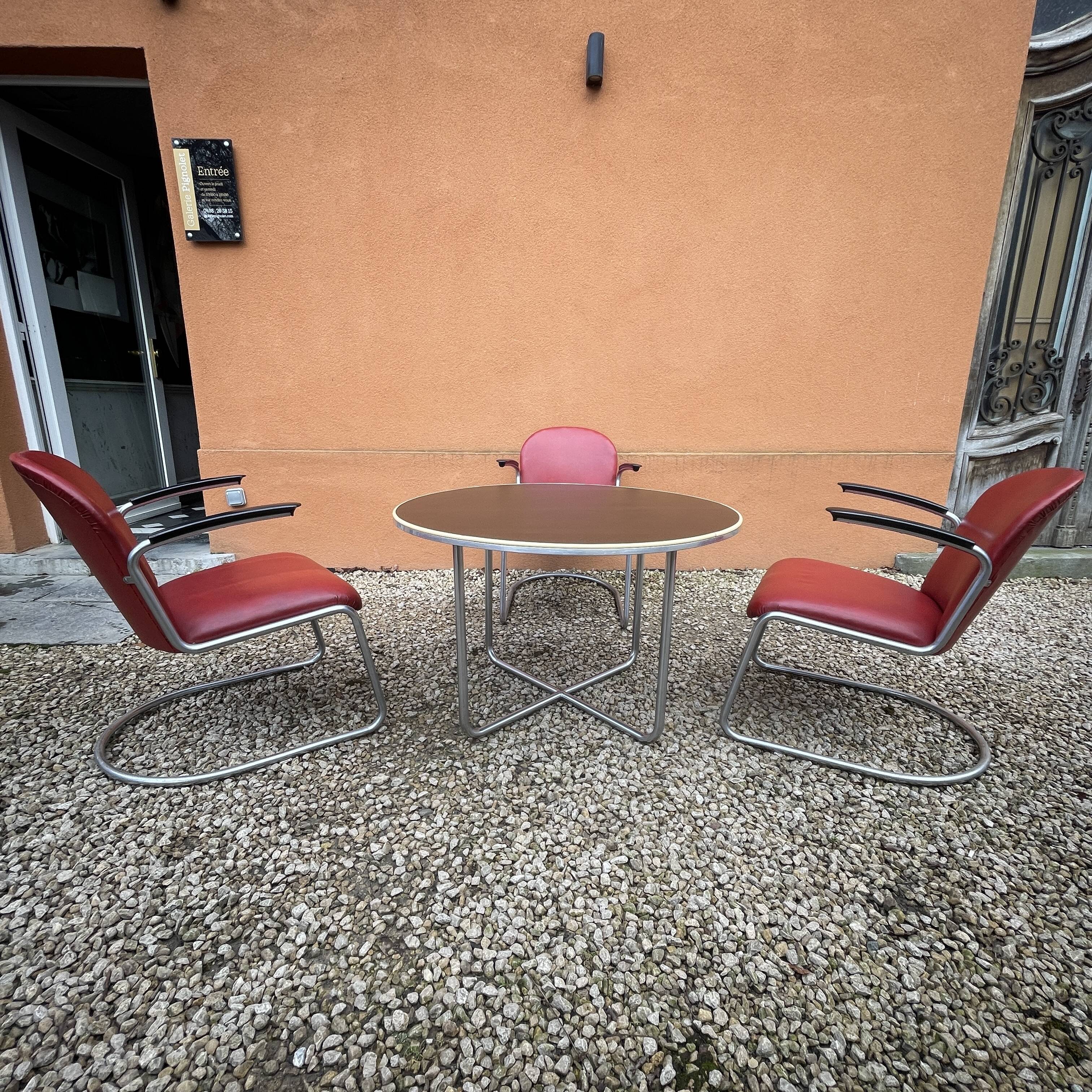 WILLEM HENDRIK GISPEN, set of 3 chairs 413 cantilever Art Deco Bauhaus