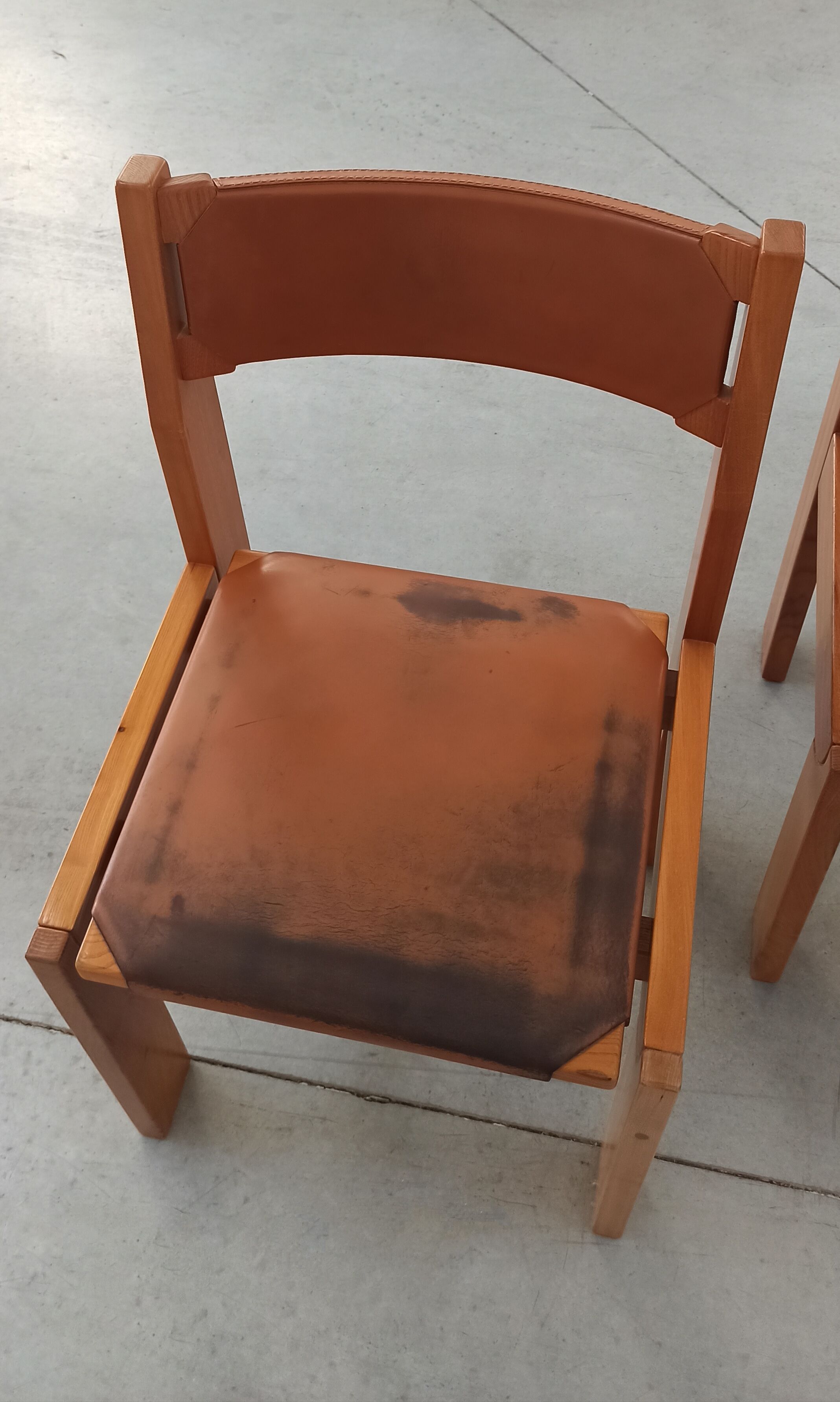 Elm and leather chairs, 80