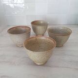 Set of 4 Large Pyrite Stone Bowls
