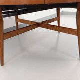Large round vintage Scandinavian coffee table Smorrebrod by Arne Vodder, extendable into a dining table