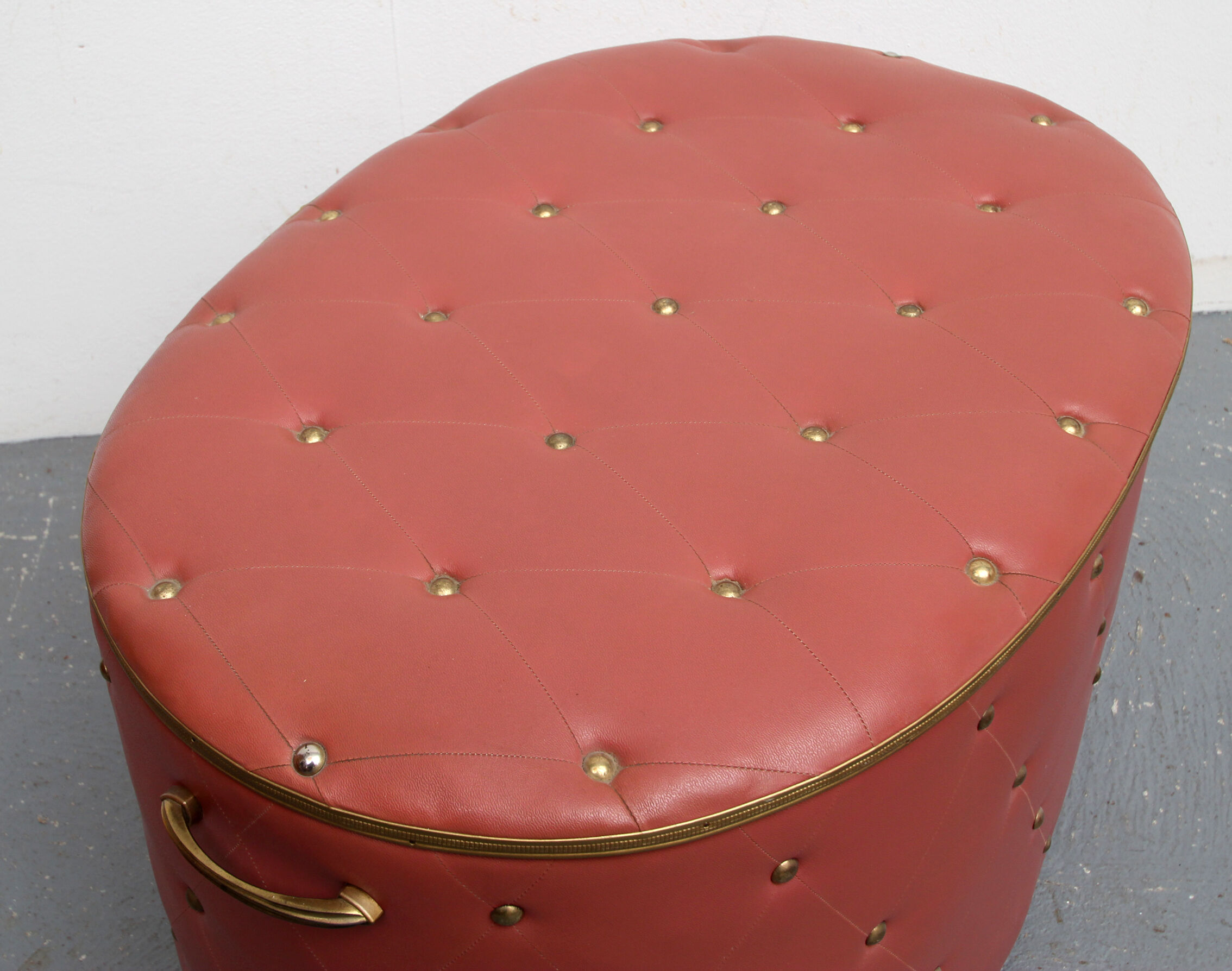 1950s linen chest in dark pink