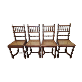 Chairs cannees henri 2 in walnut lot of 4