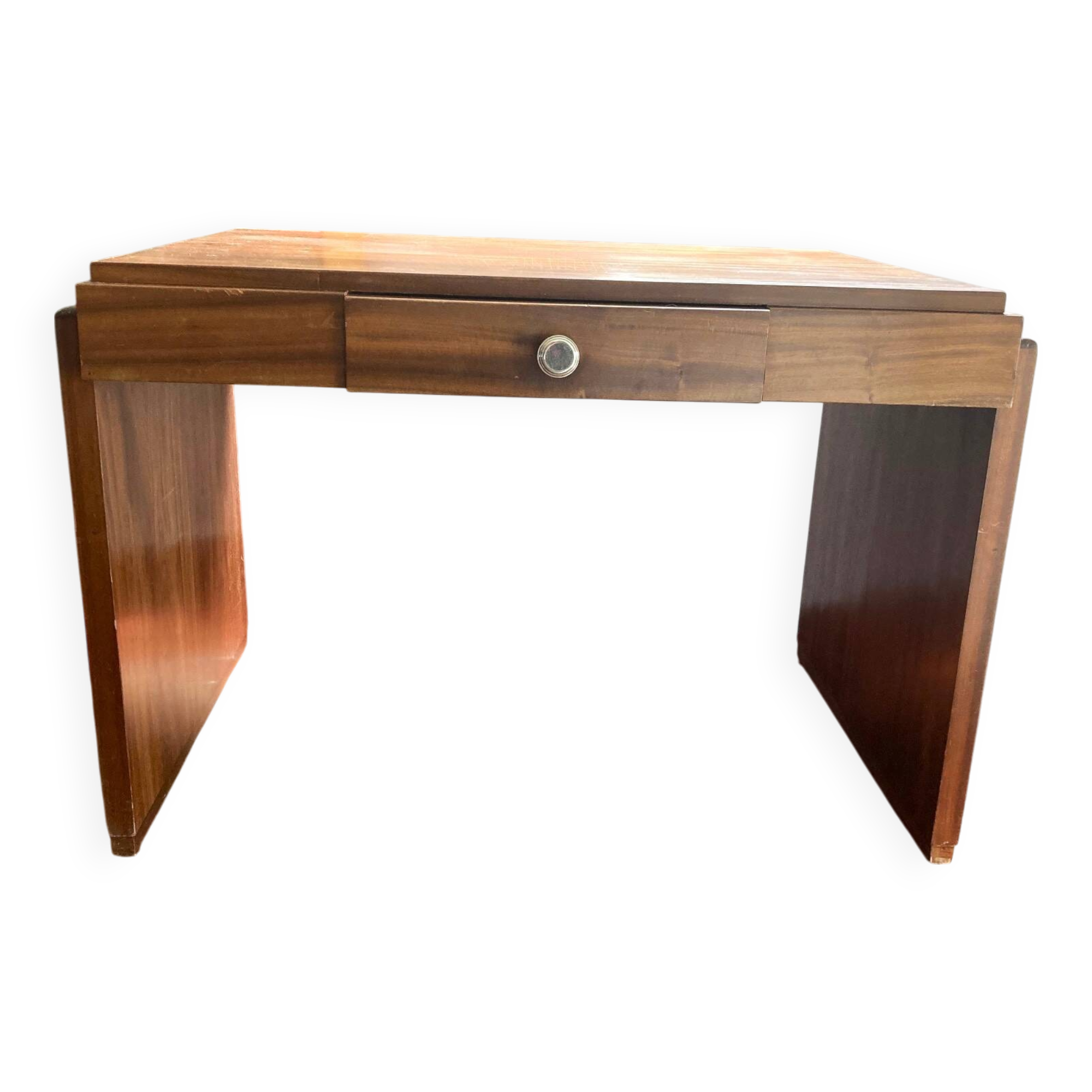 Walnut and mahogany desk, 1930s-40s