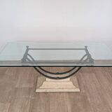 Wrought iron and glass coffee table