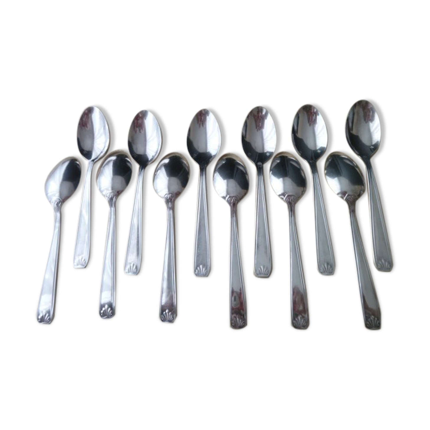 Box of 12 teaspoons in silver metal 18 G