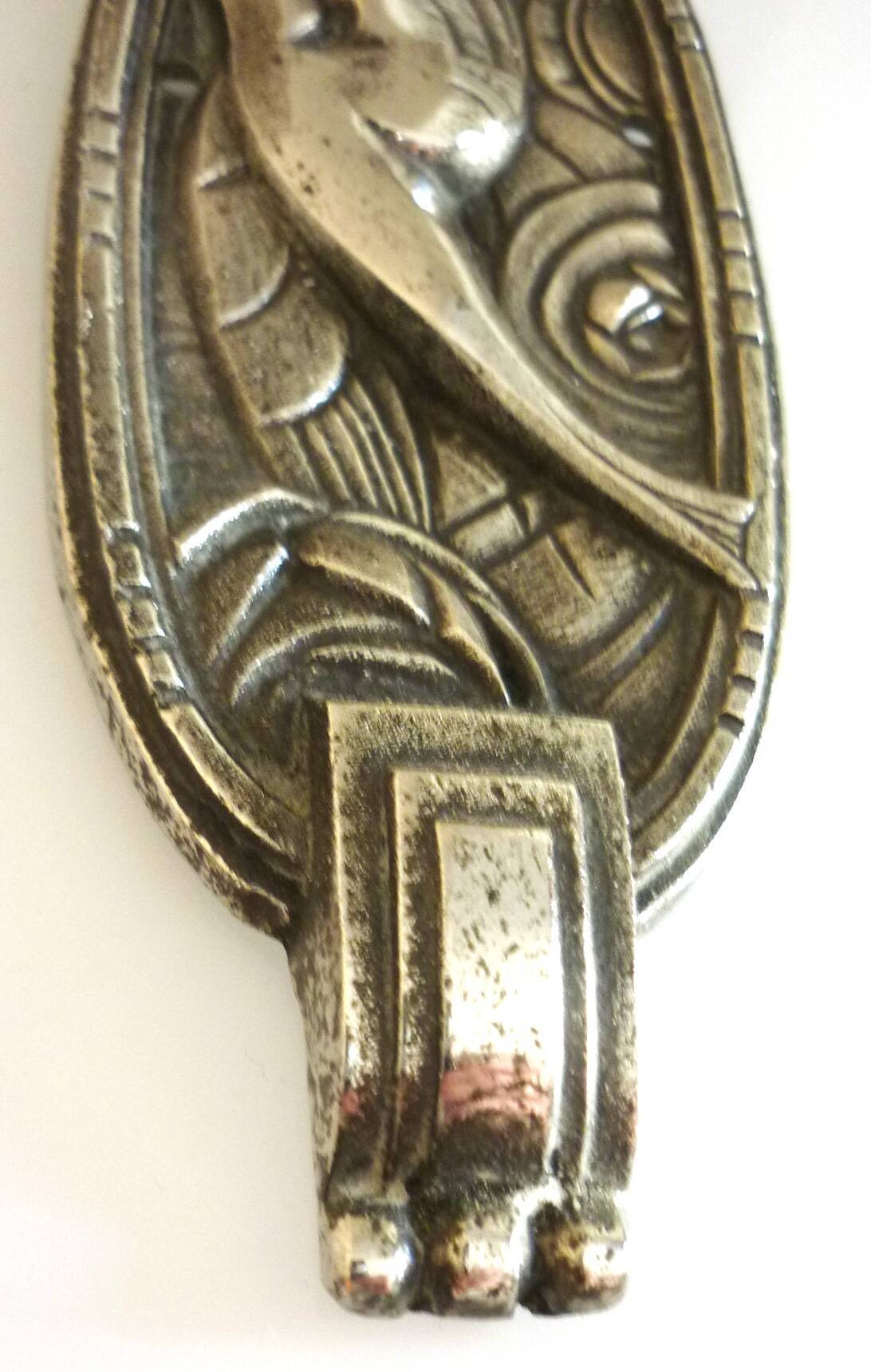Art Deco wall light, silver-plated bronze, frosted glass, stylized bird decor