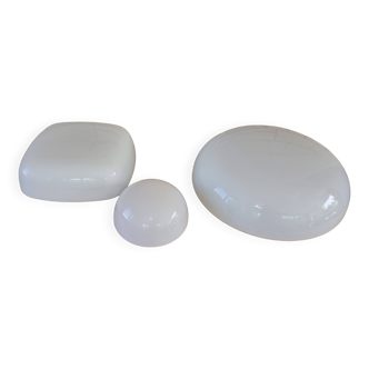 Set of three opaline ceiling lights.