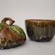 Covered stoneware pot